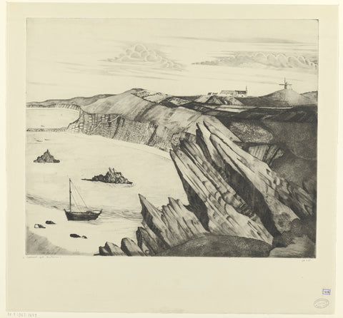 Breton coastal landscape with cliffs, Lodewijk Schelfhout, 1928 Canvas Print