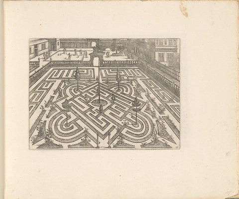 Garden with ground floor with labyrinth and in the background a gate, Hans Vredeman de Vries, c. 1635 - c. 1640 Canvas Print