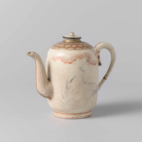 Tea pot with crane, egret and diaper patterns, anonymous, anonymous, c. 1800 - c. 1899 Canvas Print