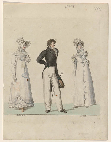 Fashion News Copied: Allgemeine Moden-Zeitung: Three Models, anonymous, 1817 Canvas Print