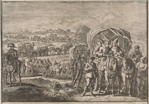 Monks from North Brabant flee to Antwerp, 1637, Jan Luyken (attributed to), 1701 Canvas Print