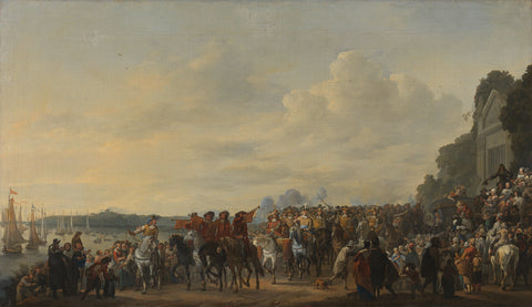 Arrival of Prince William II at the Estate Welna on the Amstel during the Attack on Amsterdam, July 31, 1650, Johannes Lingelbach, 1650 - 1674 Canvas Print