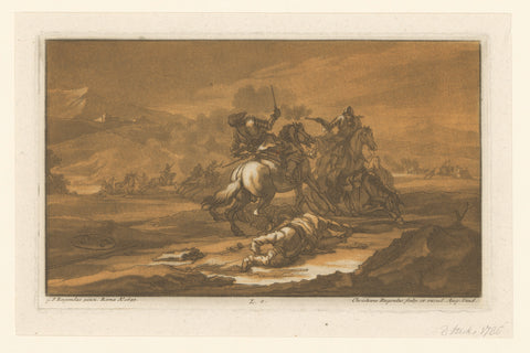 Gevecht tussen ruiters in harnas, Christian Rugendas, 1718 - 1781 Canvas Print