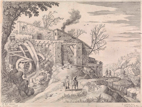 Landscape with a Water Mill and the Good Samaritan, Willem van Nieulandt (II), 1594 - 1635 Canvas Print