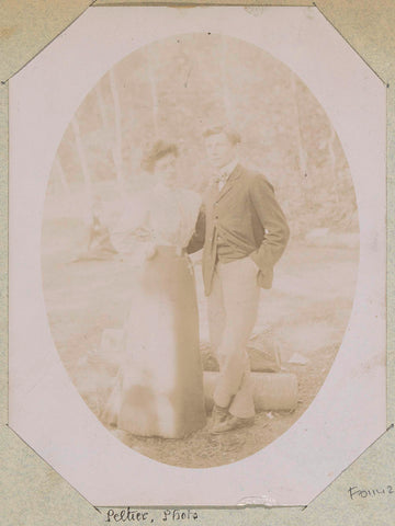 Portrait of a man and a woman in a forest, presumably in France, Peltier, c. 1890 - c. 1900 Canvas Print