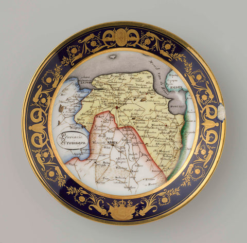 Plate with a topographical image of the province of Groningen, anonymous, 1822 Canvas Print