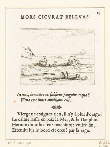 Three dolphins and a dead crocodile, Jacques Callot, 1625 - 1629 Canvas Print