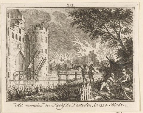 The Destruction of the Castles of Hoek, 1350, Simon Fokke, 1722 - 1750 Canvas Print