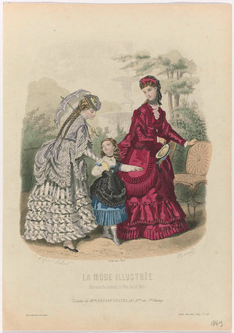 La Mode Illustrée, 1869, No. 40: Toilettes de Mme Breant-Castel (...), Huard, 1869 Canvas Print