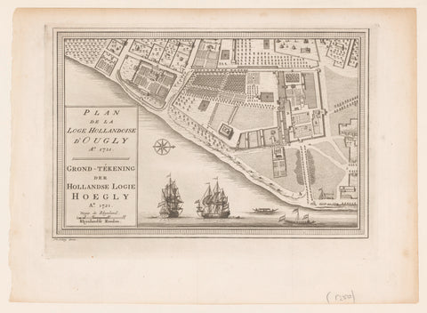 Plattegrond van de Hollandse loge te Hougly, Jacob van der Schley, 1721 Canvas Print