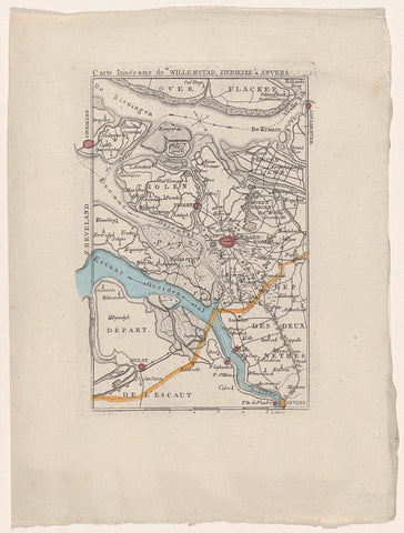 Map of the area around Bergen op Zoom, ca. 1830, anonymous, 1830 - 1831 Canvas Print