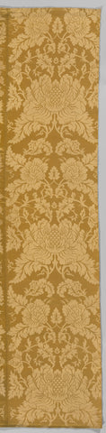 Wall covering of yellow silk damasks with a symmetrical pattern of two ascending wavy tendrils including peony-shaped flowers, anonymous, before 1700 - c. 1725 Canvas Print