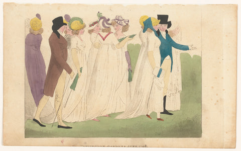 Magazine of Female Fashions of London and Paris: Kensington Gardens June 1798, Richard Phillips, 1798 Canvas Print