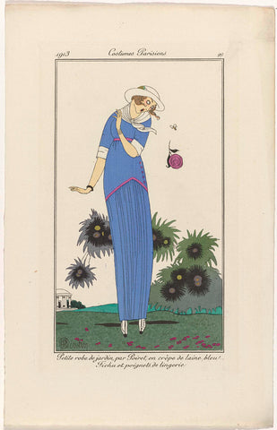 Journal des Dames et des Modes, Costumes Parisiens, 1913, No. 99 : Petite robe de jardin (...), Charles Martin, 1913 Canvas Print