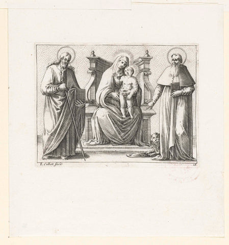 Mary with the Christ Child between Saint James the Greater and Saint Jerome, Jacques Callot, 1608 - 1611 Canvas Print