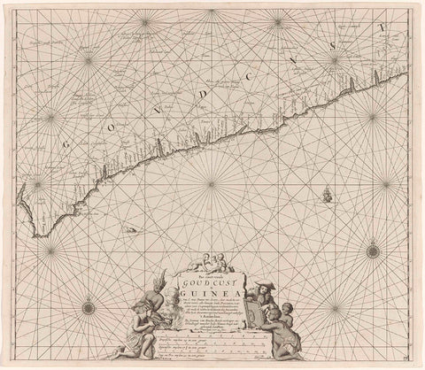 Map of a part of the Gold Coast, Jan Luyken, 1683 - 1799 Canvas Print