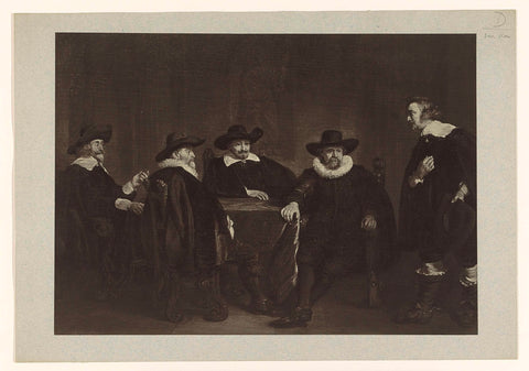 Photo reproduction of painting The four mayors of Amsterdam learn the arrival of Maria de' Medici by Thomas de Keyser, Franz Hanfstaengl (attributed to), 1888 Canvas Print