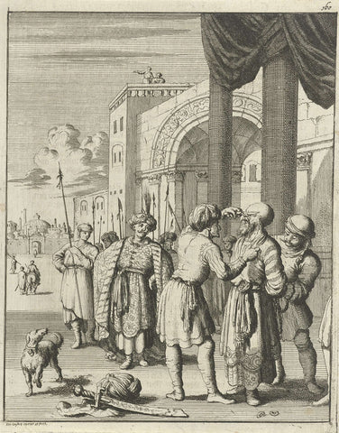 Cruelty of Shah Sefi, who has a young man cut off his father's ears and nose, Jan Luyken, 1682 Canvas Print