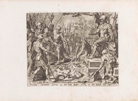 Gideon receives the jewelry of the Midianites, anonymous, 1561 Canvas Print