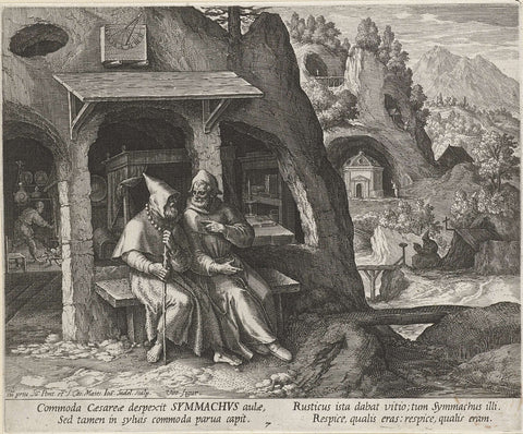 Saint Symmachus as a hermit, Johann Sadeler (I), 1600 Canvas Print