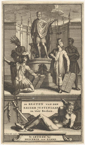 Title page for De regten van den keizer Justiniaan, Leiden, 1705, Hendrik Elandt, 1705 Canvas Print