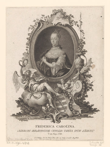 Portret van Friederike Caroline of Saxe-Coburg-Saalfeld, Johann Esaias Nilson, 1754 - 1788 Canvas Print