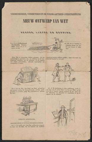 Reprint of the satire on the incentive to participate in the (so-called) voluntary 3% money loan of 1844 (sheet 1), Herman Frederik Carel ten Kate, 1844 Canvas Print