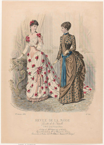 Revue de la Mode, Gazette de la Famille, Sunday, April 13, 1884, 13th year, 1884, No. 641: Toilets of M.elles Vidal (...), E. Cheffer, 1884 Canvas Print