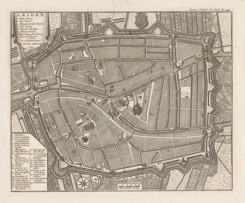 Map of Leiden, anonymous, 1742 - after 1780 Canvas Print