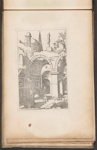 Draughtsmen at ruins, Jacques Androuet, 1550 Canvas Print