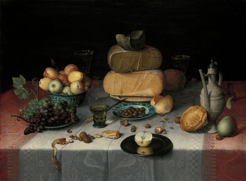 Still Life with Cheese, Floris Claesz. van Dijck, c. 1615 Canvas Print