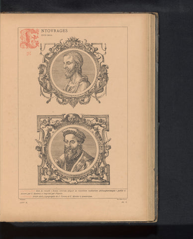 Reproduction of two prints of a portrait of an unknown man with decorated edge, anonymous, c. 1875 - in or before 1880 Canvas Print