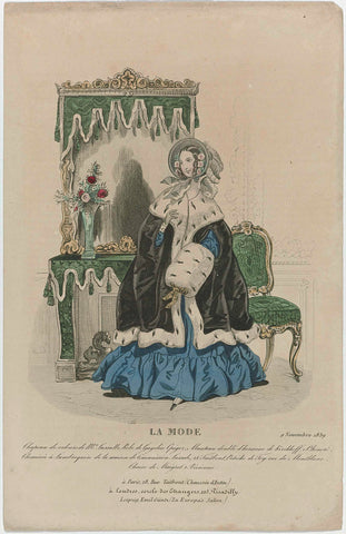 La Mode, 9 November 1839 : Chapeau de velours de Me Lassall (...), anonymous, 1839 Canvas Print