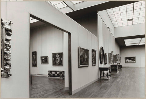 Room 212A with paintings, chests, a table and a partition wall with passage, c. 1973 - c. 1974 Canvas Print