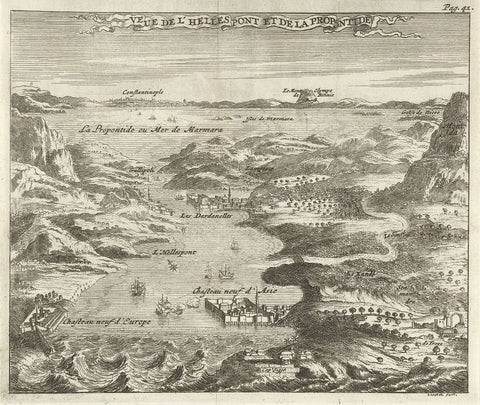 View of the Hellespont and the Sea of Marmara, Jan Luyken, 1681 Canvas Print