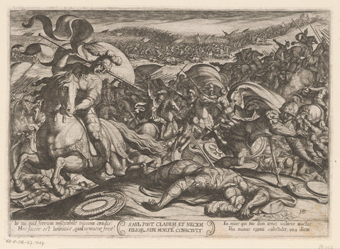 Suicide of Saul after his defeat by the Philistines, Antonio Tempesta, 1613 Canvas Print