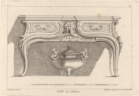 Design for a wall table with two drawers, Gabriel Huquier, Juste Aurèle Meissonnier, 1738 - 1749 Canvas Print