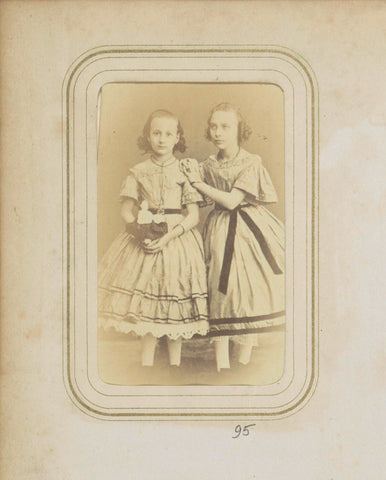 Portrait of two girls in dresses, anonymous, c. 1860 - c. 1880 Canvas Print