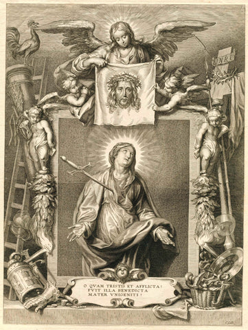 Maria as Mater Dolorosa, Cornelis Galle (II), 1638- 1678 Canvas Print