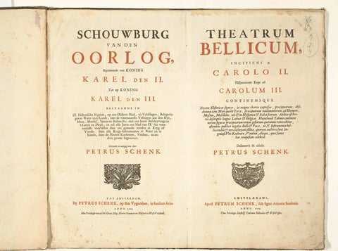 Title page for the print work: Schouwburg van den oorlog, 1709, Pieter Schenk (I), 1709 - 1710 Canvas Print