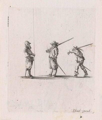 Three soldiers, Stefano della Bella, 1620- 1664 Canvas Print