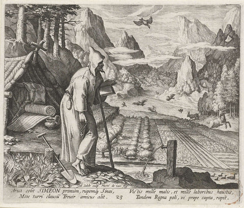 Saint Simeon of Trier as hermit, Johann Sadeler (I), 1594 Canvas Print