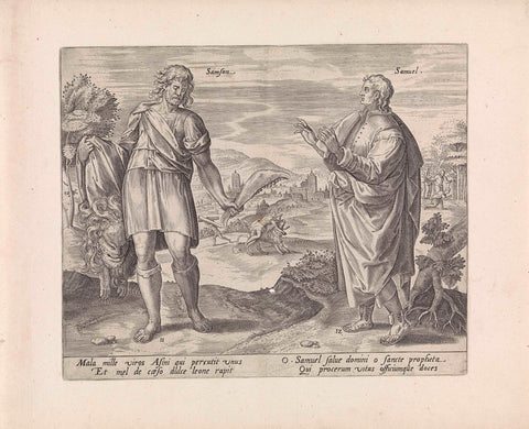 Simson en Samuel, Hans Collaert (I) (attributed to), 1585 Canvas Print