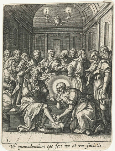 Foot washing, Adriaen Collaert, 1570 - 1618 Canvas Print