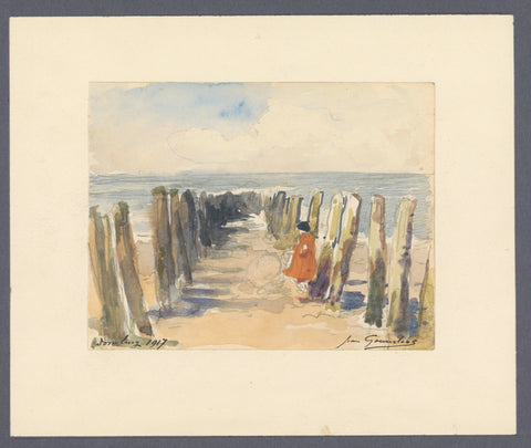 Beach view in Domburg, is in a compilation album dedicated to J.H. van Eeghen in 1918 by the Belgian Visual Artists, Jean Leon Henri Gouweloos, 1917 Canvas Print