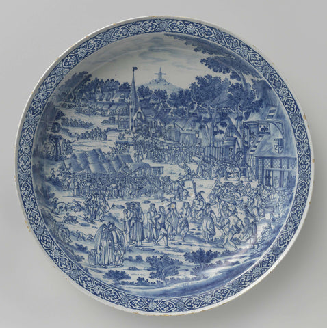 Dish, painted with a village fair, anonymous, 1700 Canvas Print