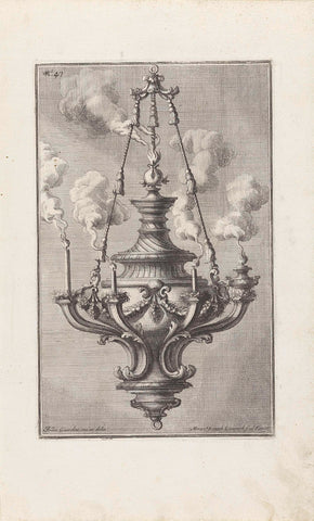 Kroonluchter met rozenbottel en guirlandes, Maximilian Joseph Limpach, 1714 Canvas Print