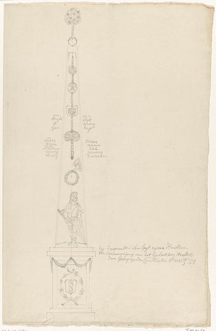 Design for a monument in the restoration of the old constitution in Amsterdam, 1787, anonymous, 1787 - 1788 Canvas Print