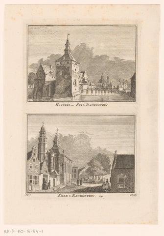 View of the castle and view of the church in Ravenstein, Hendrik Spilman, 1746 - 1792 Canvas Print