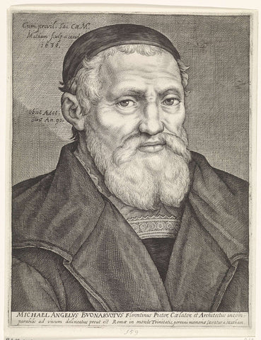 Portrait of Michelangelo, Jacob Matham, 1630 Canvas Print